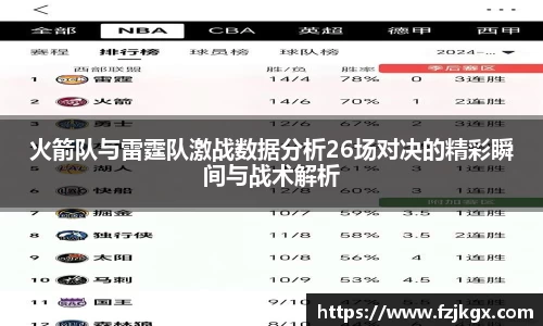 火箭队与雷霆队激战数据分析26场对决的精彩瞬间与战术解析